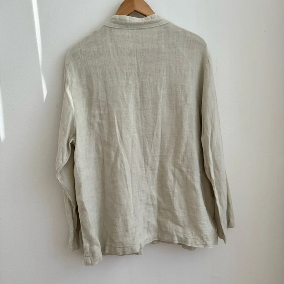 CP Shades Small Linen Button Down Shirt Lagenlook Long Sleeve Pockets - Picture 2 of 8